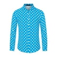 thumbnail image 5 of Unique Bargains Men's Polka Dots Print Dress Shirt Long Sleeves Casual Shirts XL Blue, 5 of 6