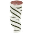 thumbnail image 6 of Northlight White and Green Striped Wired Craft Ribbon 2.5" x 10 Yards, 6 of 7