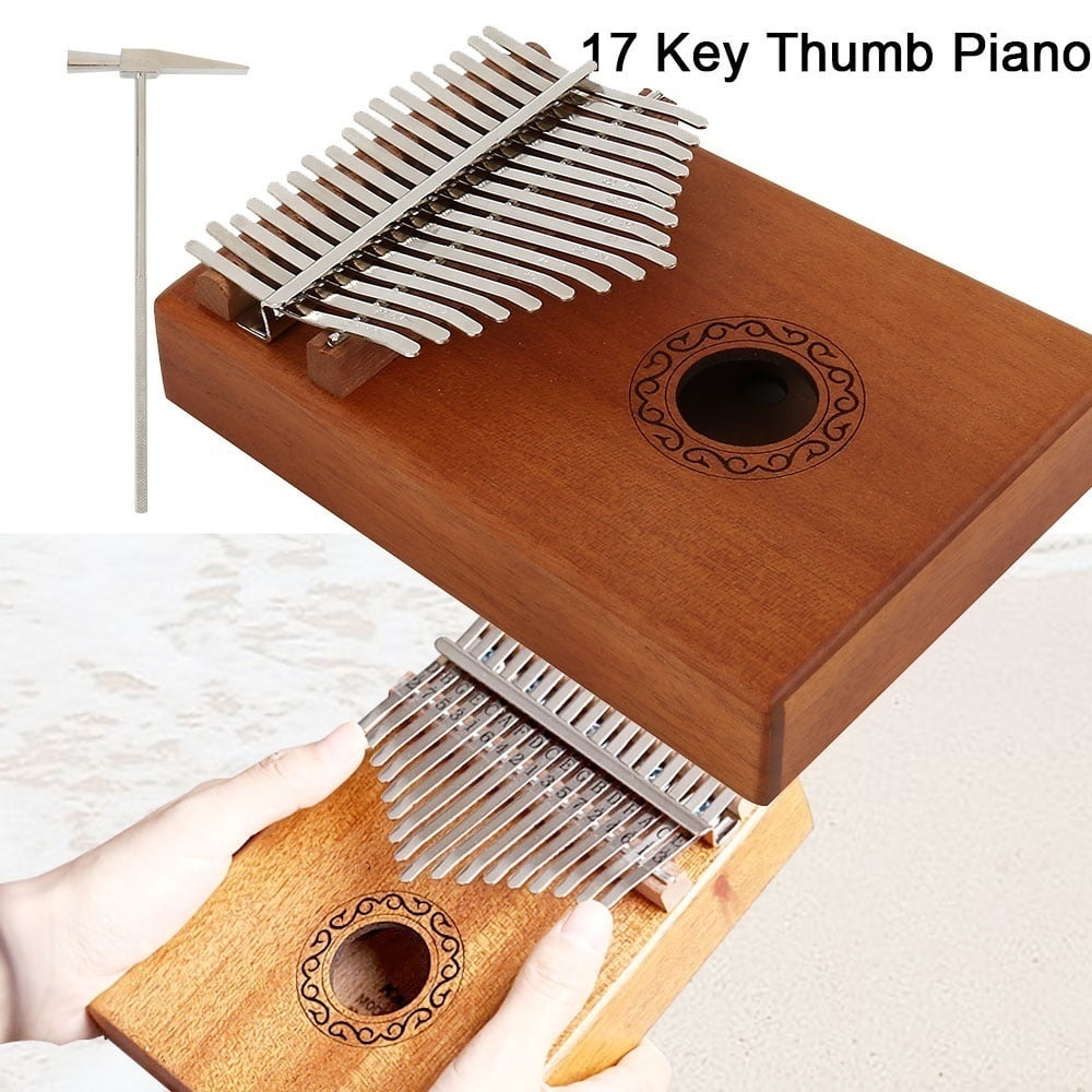 Kalimba 17 Keys Thumb Piano,Portable Solid Finger Piano with Song Book Accessory,Mbira Music Instrument Gift for Kids Beginners Adults