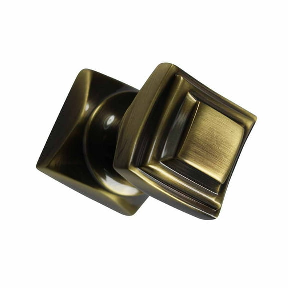 Antique Brass Square Knob 1" x 1" Kitchen Cabinet Knob Dresser Drawer Pull Handle w/Screws Renovators Supply