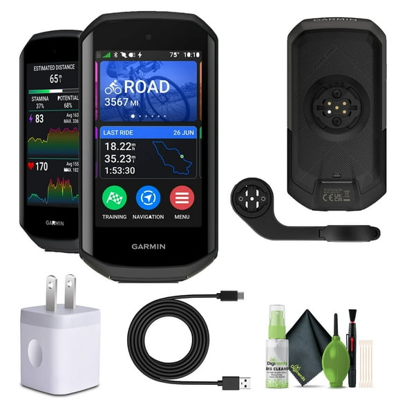 Garmin Edge 1050 Premium Cycling Computer, Advanced Bike Training and Group Ride Feature, Touch Screen Display, Built-in Speaker, Road Hazard Alerts Bicycle Computer Bundle with Cleaning Kit