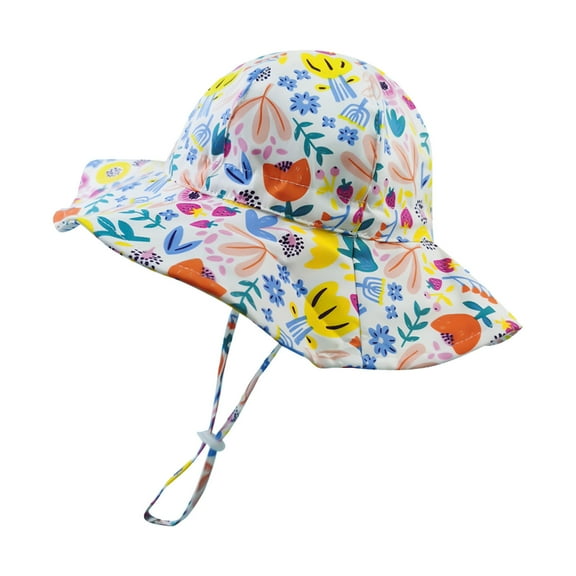 Otqutp Toddler Comfort Hat 2 to 6 Years Kids Baby Girls Boys Toddler Floral Prints Outdoor Adjustable Bucket Sun Beach Hat