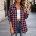 thumbnail image 6 of Jovrlynd Womens Flannel Shirt Plaid Button Down Collared Long Sleeve Fall Shirt Shacket with Pockets, S-2XL, 6 of 8