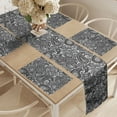thumbnail image 2 of Ambesonne East Table Runner & Placemats, Lace Like Traditional, Placemat 4 pcs + Runner 16"x90", White and Charcoal Grey, 2 of 2