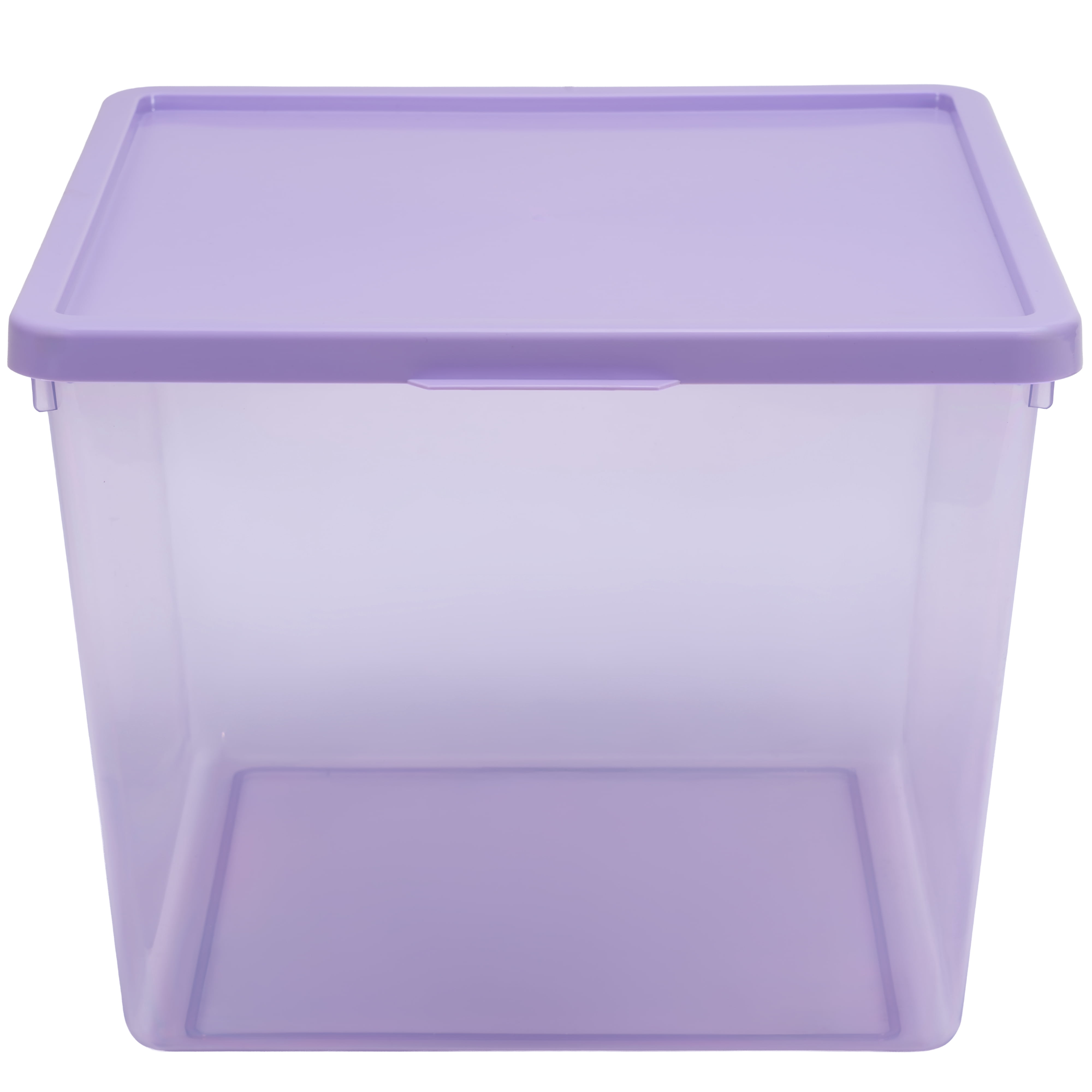 Mainstays Large Plastic Modular Stacking Storage Bin with Lid, Iris Tint
