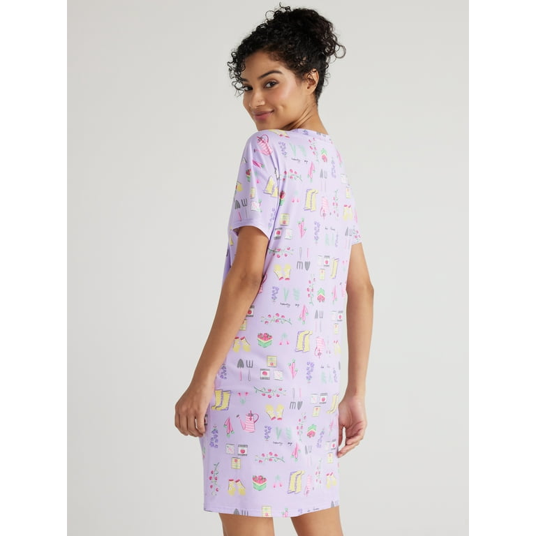 Joyspun Women's Short Sleeve Sleepshirt, Sizes S to 3X - Walmart.com