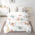 thumbnail image 2 of Homewish Kawaii Flower Butterfly 7pcs Bedding Comforter Set,Country Floral Queen Bedding Sets,White Teal Pink Queen Sheet Sets For Men Women,Super Cozy Room Decor Reversible, 2 of 8