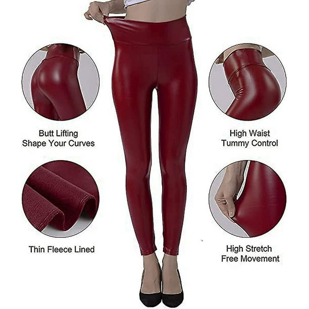 Women's Stretchy Faux Leather Slim Fit Wet Look Leggings Pants. Sexy Black  High 