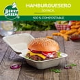 thumbnail image 4 of 500 Platos Contenedores Charolas Desechables Hamburguesero Almeja 6x6'' Berry Green Compostable, 4 of 5