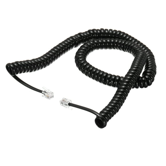 Uxcell Phone Cord for Landline 16ft Uncoiled/2.5ft Coiled RJ9 4P4C Telephone Handset Cord No Tangle Coiled Phone Cable Black