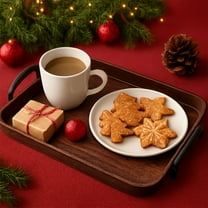 Wood Serving Tray with Gold Polished Metal Handles, Home Decorative Wooden Rectangle Decor Platter Bathroom Vanity Tray for All Occasions