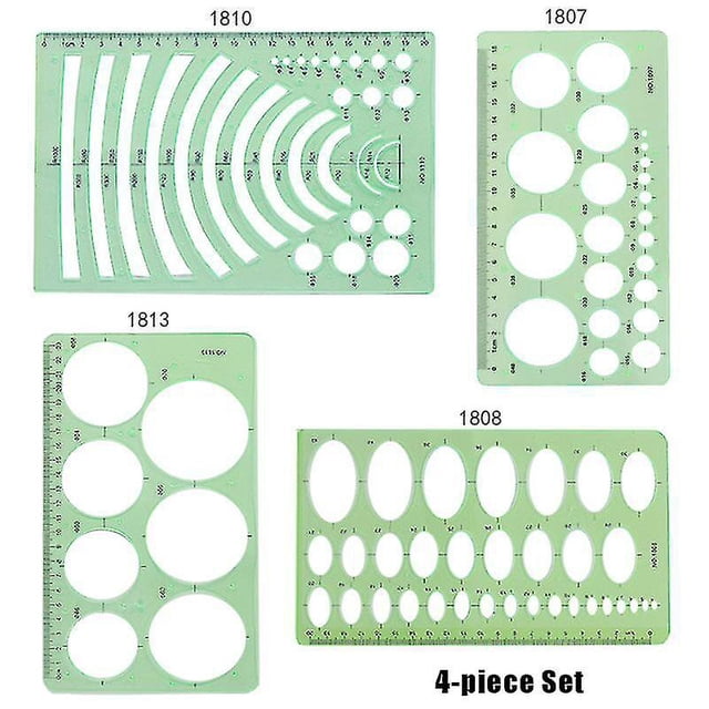 Conjunto de 3/4/6/9/11 Plantilla de dibujo geométrico Regla de medición Plástico transparente Círculo redondo de uso múltiple ZefeiWu 8390615815819