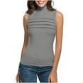 thumbnail image 2 of FAVIPT Camisole Tank Tops for Women Turtleneck Plain Slim Basic Tank Tops Front Pleated Sleeveless Stretchy Layer Shirts Tees Summer 2025 Gray,S, 2 of 8