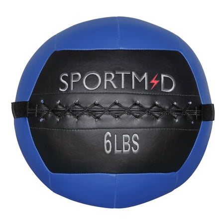 Sportmad Soft Medicine Ball Wall Ball for CrossFit Exercises Strength Training Cardio Workouts Muscle Building Balance, 6/10/12/14/18/20/28/30LBS, Red&Black (Best Cardio For Muscle Building)