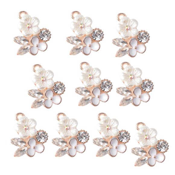 10x Rhinestone Flor de material perla Flatback Botón Decoración Scrapbook Artesanal