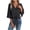 Black0, variant on Women's V Neck 3/4 Sleeve Blouse Button Down Front Tie Waist Casual Loose Fit Flowy Top with Flare Sleeves