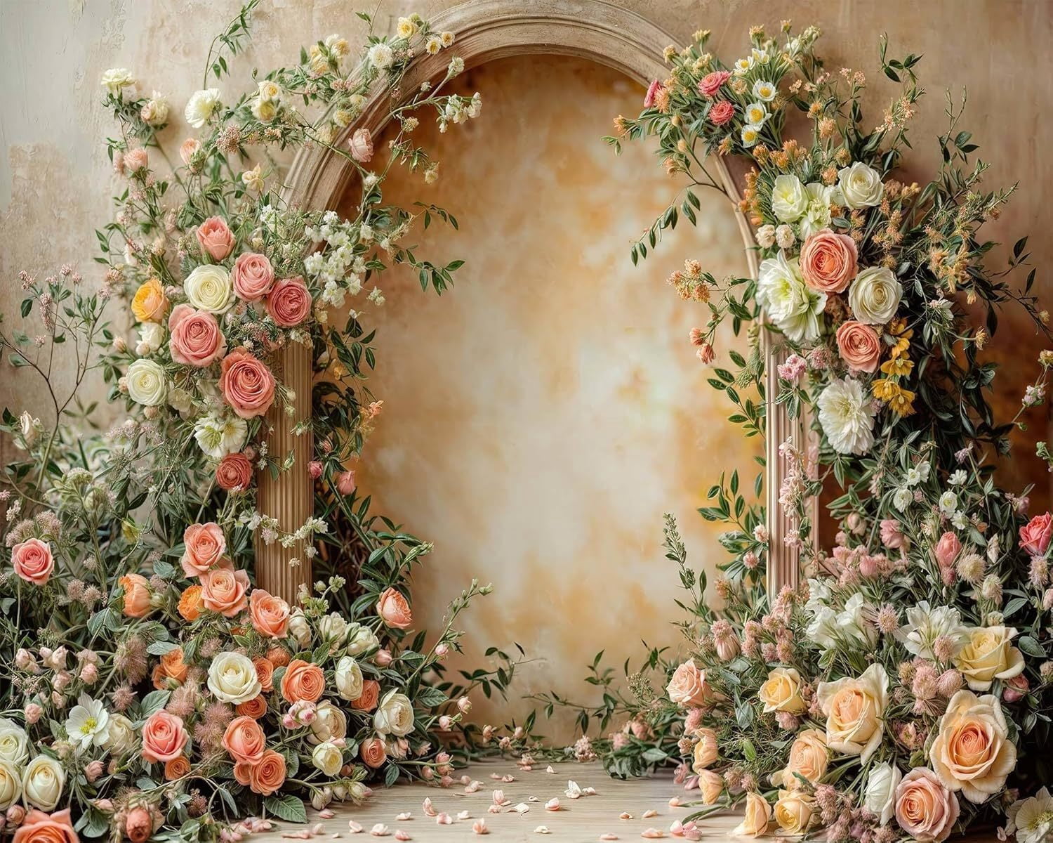 Flower Wall Backdrops Arch Pregnant Wedding Party Supplies Valentine's Day Mother's Day Event Bridal Shower, Baby Shower Banner Photo Shoot Portrait Photo Background 9X6ft