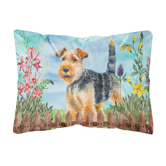 Welsh Terrier Spring Canvas Fabric Decorative Pillow