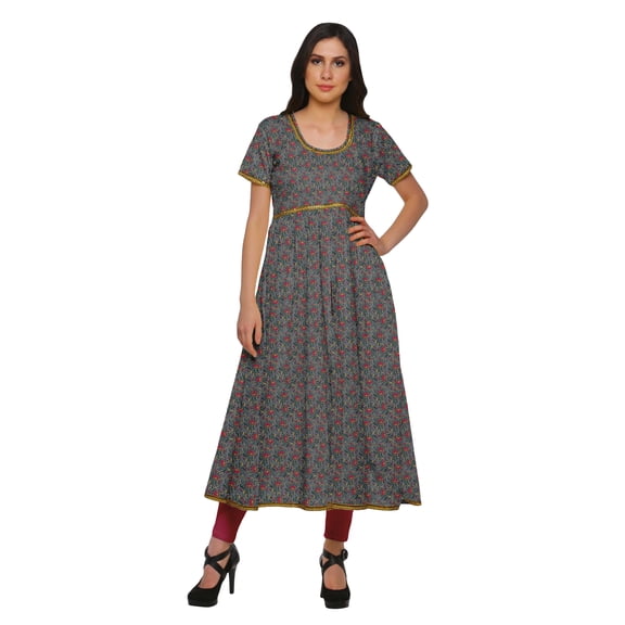 Moomaya Printed Indian Top Long Kurti Dress Cotton Tunic Dresses For Women