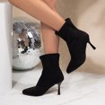 thumbnail image 2 of Fashion Breathable Pointed Toe High Heel Mid Calf Boots With Side Zipper Comfortable Daily Walking Shoes for Women Autumn Winter Suede Pull On, 2 of 9