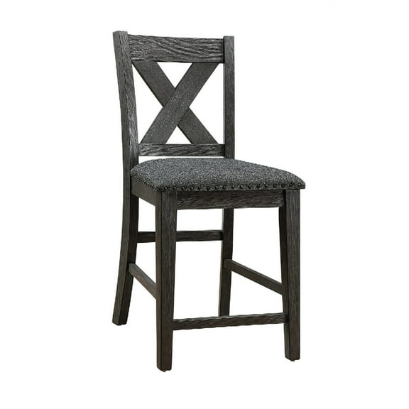 Chair with High X Shaped Back and Nailhead Trim Set of 2 Brown