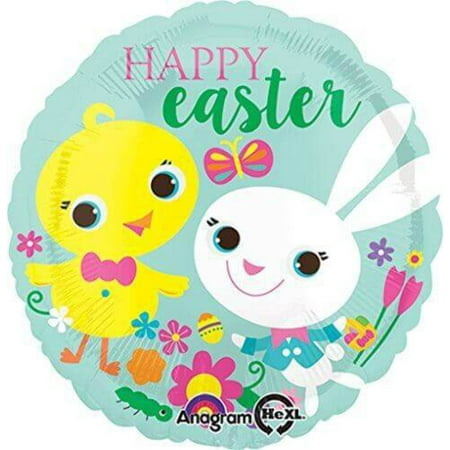 18 Easter Playful Chick and Bunny Mylar Balloon #303