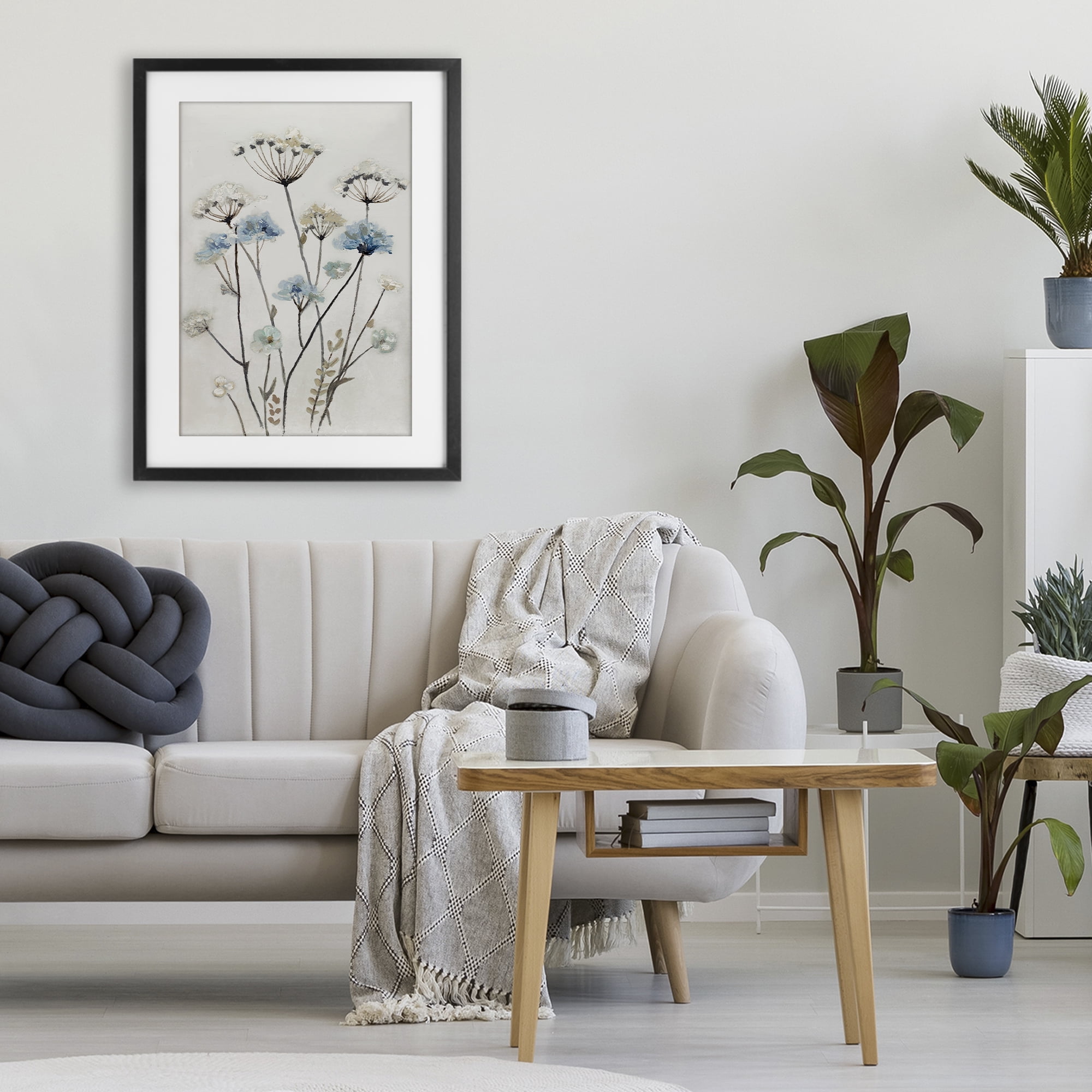 Stupell Industries Soft Jardin Azul Black Framed Print Under Glass, design by Patricia Pinto