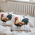 thumbnail image 5 of Vintage Rooster Outdoor Pillow Covers Pack of 2 Colorful Chicken White Wooden Broad Waterproof Throw Pillow Covers Decorative Cushion Cases for Patio Garden Tent Balcony Couch 24x24 inch, 5 of 8