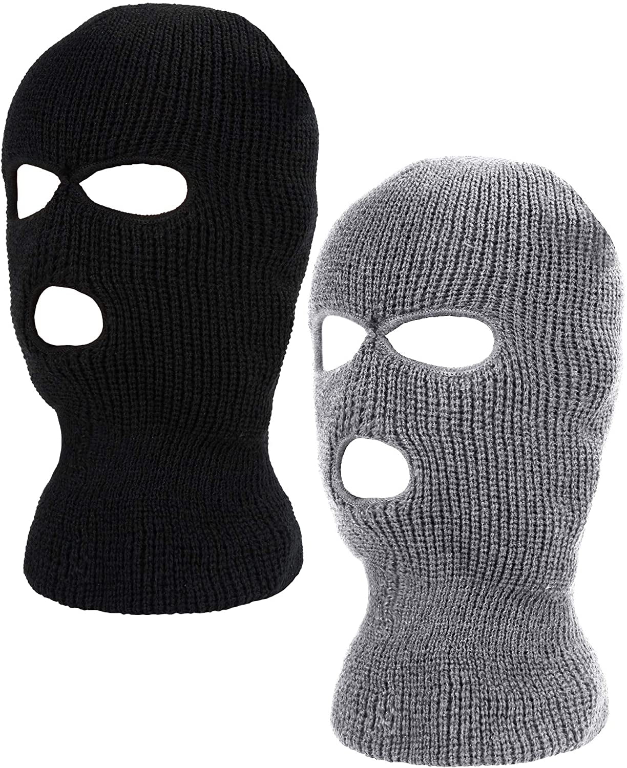 2 Pieces Knitted Full Face Cover 3Hole Ski Mask Winter Balaclava Face