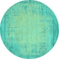 thumbnail image 1 of Ahgly Company Machine Washable Indoor Round Abstract Turquoise Blue Contemporary Area Rugs, 7' Round, 1 of 4