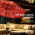 thumbnail image 2 of Alpha Joy 10ft 3 Tier Auto-tilt Outdoor Patio Umbrella Beach Garden Double Vented Table Umbrella with Solar Lights, Orange Red, 2 of 7