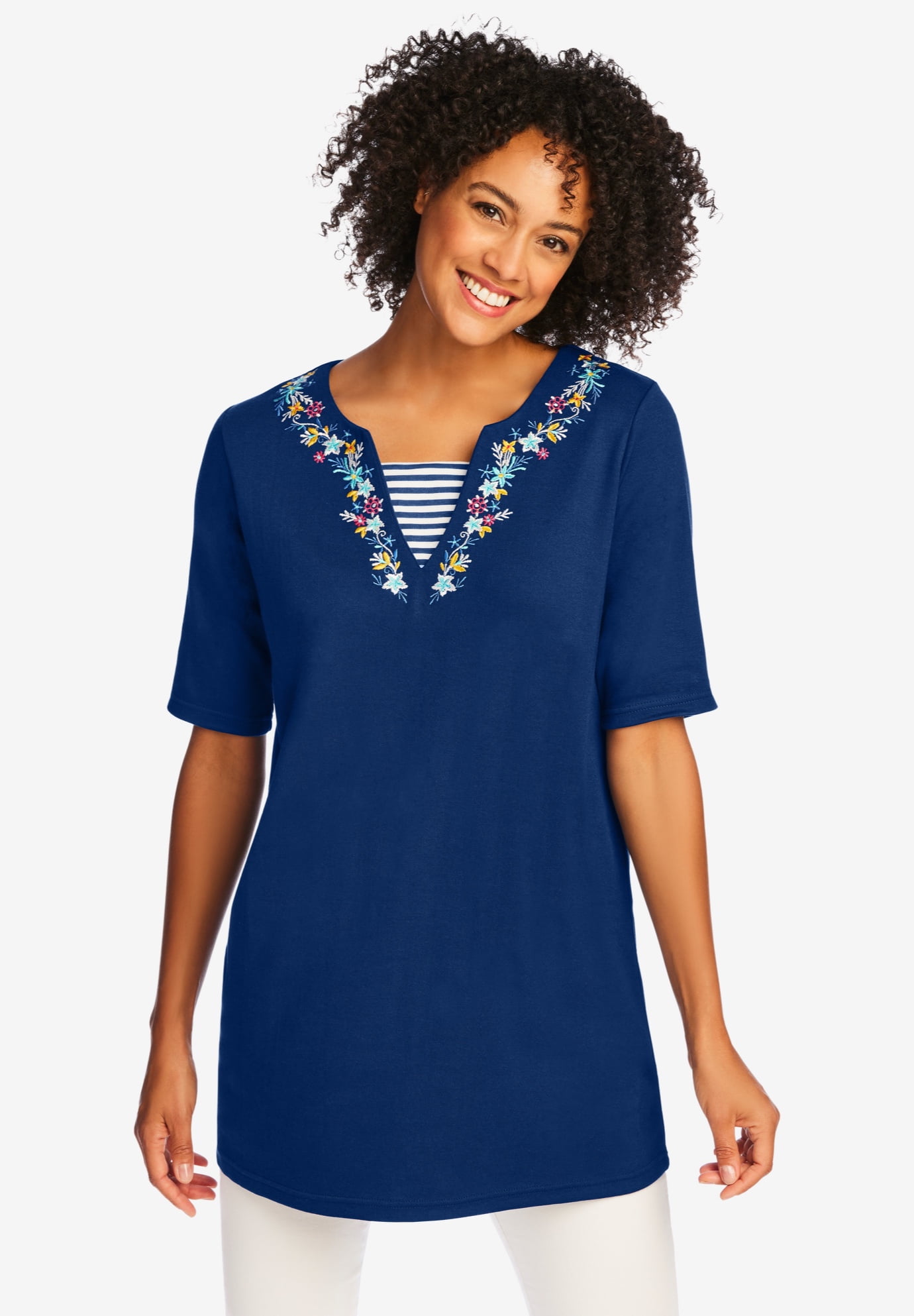 Plus Size 7-Day Embroidered Layered-Look Tunic - image 4