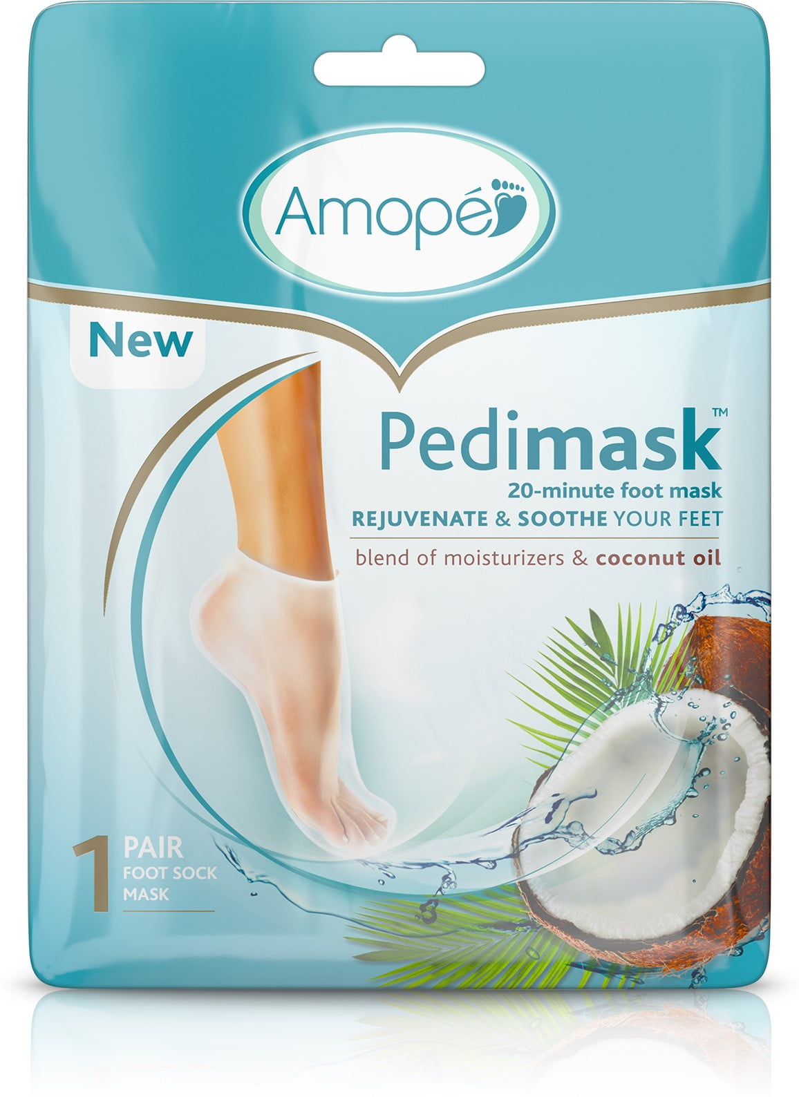 Amope Pedimask Foot Sock Mask, Coconut Oil Essence, Blend Of Moisturizers To Rejuvenate & Soothe Your Feet 3 e (Pack of 6)