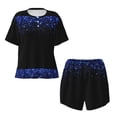 thumbnail image 4 of Lsque Black Blue Glitter Sparkles Women's Short-Sleeved Pajama Set - 2 Piece Soft and Lightweight Sleepwear Set-XX-Large, 4 of 9