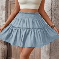 thumbnail image 4 of JFHHQ Robe Décontractée pour Femmes, Mode Élégante, Taille Haute, Jupe Décontractée à Volants pour Usage Quotidien, TTG Bleu, 4 of 7