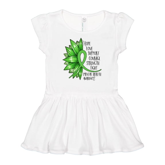 Inktastic Mental Health Awareness Green Sunflower Ribbon Girls Baby Dress