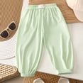 thumbnail image 3 of Gubotare Tall Girl Linen Pants Girls Bell Bottom Floral Print Stretch Hippie Pants High Waist Flare Pants 5T 6T (Green,5-6 Years), 3 of 4