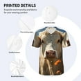 thumbnail image 3 of Zufioo Daisy Meadow Cow Print Men's Baseball Short Sleeve, Moisture Wicking Button-Down Hip Hop Tee-X-Large, 3 of 7