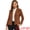 Caramel, variant on Women's Faux Suede Lapel Collar Long Sleeve Work Jacket 3XL Caramel