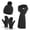 Black, variant on Men’s 3‑Piece Winter Knit Accessory Set, Pom‑pom Beanie Hat, Scarf and Gloves Kit, Stretch Warm Knitted Set for Cold Weather Outdoor Wear