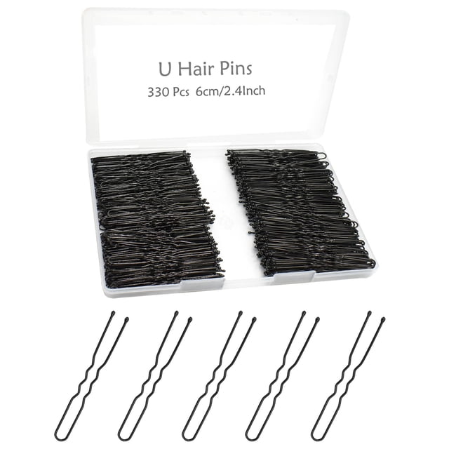 330 Horquillas para el cabello en forma de U para moños YINGFENG Horquillas para moños de 2,4 pulgadas Horquillas negras para mujeres y niñas con caja de almacenamiento Accesorios para el cabello para