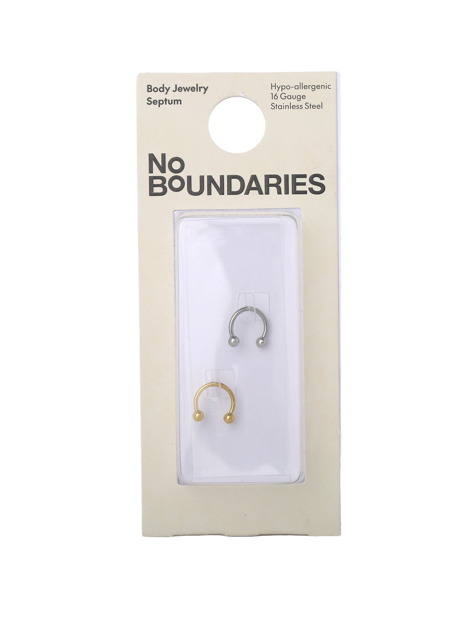 No Boundaries Women's 16G Stainless Steel Septum Pack, 2-Pieces, Women's