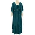 thumbnail image 6 of QQAMB Dresses for Women Plus Size Medieval Bell Sleeves Lace-up Swing Midi Dress Halloween Fairy Dresses Dark Blue XL, 6 of 7