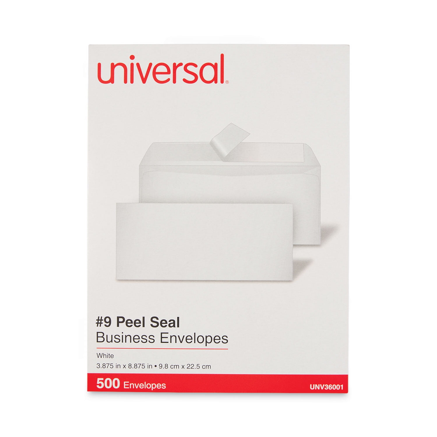 Universal 36001 Peel Seal Strip Business Envelope, #9, 3 7/8 x 8 7/8, White (Box