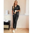 thumbnail image 3 of Ekouaer Womens Silk Satin Pajamas Set Button Down 2 Piece Pjs Wide Leg Long Pants Sleepwear Lounge Set with Pockets, 3 of 7
