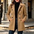 thumbnail image 2 of Edvintorg Womens Trench Coat Turndown Collar Loose Casual Long Jacket Solid Color Long Sleeve Outerwear with Pocket Womens Clothing Brown S-2XL, 2 of 6