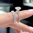 thumbnail image 4 of Jewelerix Oval Cut Engagement Ring Set 2 Piece, 10K White Gold Vermeil Wedding Ring Set, Oval Solitaire Promise Ring with Eternity Band for Women, 4 of 5