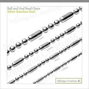 Infinique Creations - Stainless Steel Silver Ball And Oval Bead Chain Bracelet Necklace 1-3mm