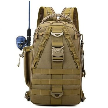 Fishing Tackle Backpack with Rod & Gear Holder, Fishing Backpack with Rod Holder Fishing Tackle Bag Fishing Gear Bag