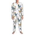 thumbnail image 3 of Fotbe Farm Roosters Pijama de Hombre con Estampado de Manga Larga, Conjunto de 2 Piezas, Ropa de Dormir Suave y Cómoda con Bolsillos-Medium, 3 of 7